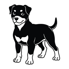Playful Rottweiler puppy silhouette illustration.eps