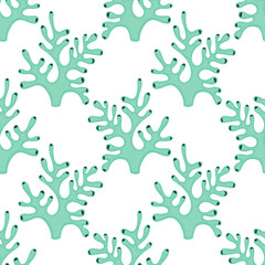 Marine pattern with turquoise azure corals, sea ocean bottom, marine fauna, World Ocean Day.