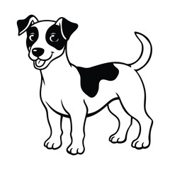 Line art of a Playful Jack Russell Terrie hand-drawn cartoon illustration.eps