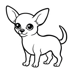 Line art of an adorable Chihuahua puppy hand-drawn cartoon illustration.eps