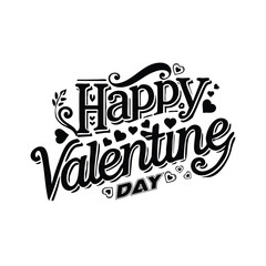 Happy Valentine's Day typography design with a silhouette background hearts love