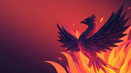 Fototapeta premium Majestic Phoenix Rising from Fiery Flames