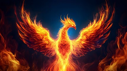 Vibrant Phoenix Rising in Flames
