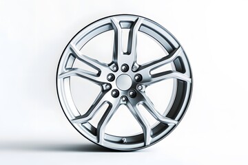 Obraz premium sleek alloy wheel with silver car rim featuring modern wheel design and stylish automotive accessory for vehicle upgrade
