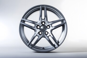 Obraz premium sleek alloy wheel with silver car rim featuring modern wheel design and stylish automotive accessory for vehicle upgrade