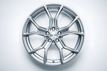 Obraz premium sleek alloy wheel with silver car rim featuring modern wheel design and stylish automotive accessory for vehicle upgrade