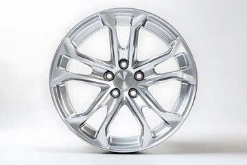 Obraz premium sleek alloy wheel with silver car rim featuring modern wheel design and stylish automotive accessory for vehicle upgrade