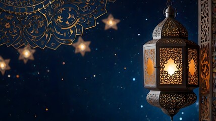 Ramadan Lantern with Arabic Ornament Decoration