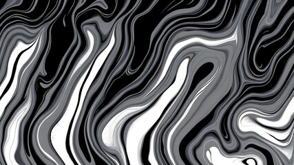 Obraz premium Abstract Hand Drawing Liquid Wavy Zebra Tiger Animal Skin Seamless Vector Pattern Isolated Background Black White. Generative AI