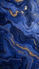 Obraz premium Abstract marbleized background with blue and gold paints creating a stunning visual effect