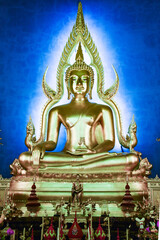the beautiful Buddha statue in the temple of Wat Benchamabophit Dusitvanaram, Bangkok, Thailand