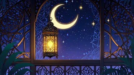 Anime Lantern with Ramadan Nuances