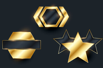 Golden empty badge labels elements collection design. 