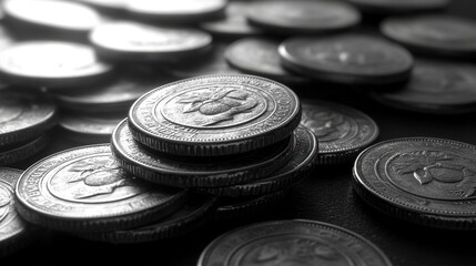 Stack of Silver Coins Close-Up