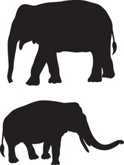 Elephant Printable Vector Design, Elephant kids Hand drawn elephant outline illustration, Set of elephant character silhouettes,