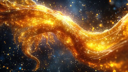 Naklejka premium Golden Flowing Energy