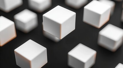 Obraz premium Abstract White Cubes on Black Background