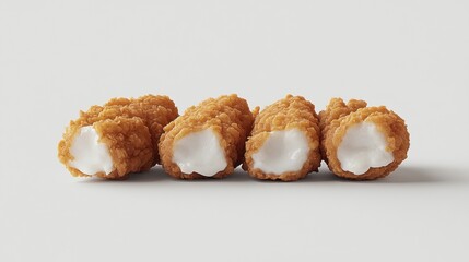 Four Crispy Fried Cheese Sticks with Creamy Filling