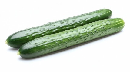 Fresh Green Cucumbers on White Background