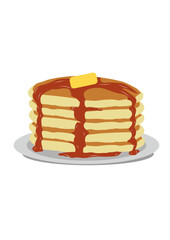 Cartoon pile of pancakes homemade dessert with honey and butter