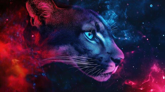 A puma with a blue eyes
