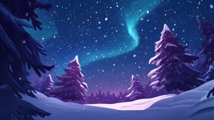 Obraz premium A serene winter landscape with snow-covered trees, the vibrant