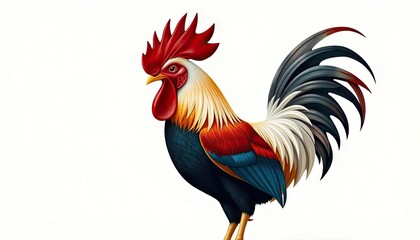 Fototapeta premium Rooster illustration, colorful, isolated, digital art, use for print, web design, social media
