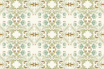 seamless floral pattern vintage ornament all over botanical design for fabric wallpaper and fashion textile with traditional ethnic ikat motif repeat flower blossom texture