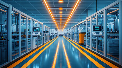 Fototapeta premium Automated Factory Production Line Interior View (2)