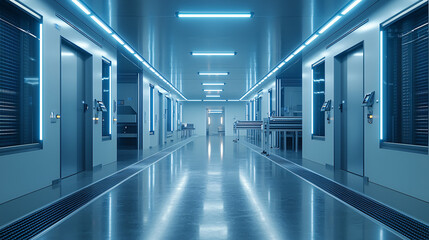 Fototapeta premium Cleanroom Corridor Modern Industrial Facility Interior (1)