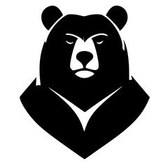 Minimalist Black Bear Logo Vector on White Background, Modern Monochrome Design