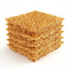A Stack of Instant Noodles, Close-up View of Dried Noodles