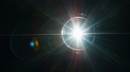 Fototapeta premium white ring circle flare lighting bright sparkle glare shine center overlay black background