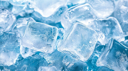 Obraz premium Close up ice cube background, winter blue ice cube texture background.