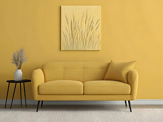 Mustard Yellow Living Room Illustration