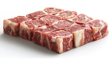 Raw Beef Cubes, Ready for Cooking