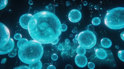 Abstract Glowing Spheres, Futuristic Background