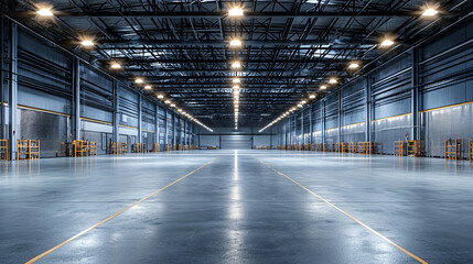 Obraz premium Spacious Modern Industrial Warehouse Interior Design