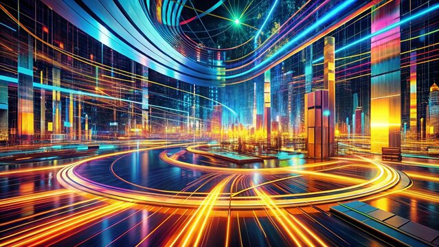 Panoramic 3D Plot Visualization: Abstract Data Representation in Vibrant Colors