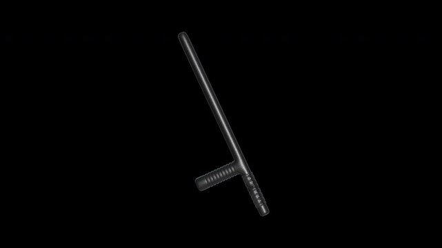 Police Baton Rotating on a Transparent Background. Seamless Loop. Nightstick. 4K
