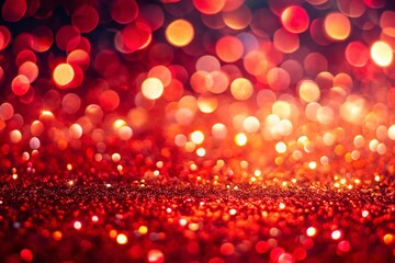 Panoramic Abstract Red Bokeh Glitter Vintage Lights Background