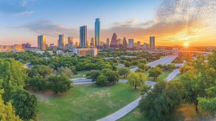 Obraz premium Austin, Texas Skyline at Sunrise