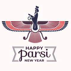Happy Parsi New Year Vector Illustration. Navroz Mubarak Greeting Card Design.