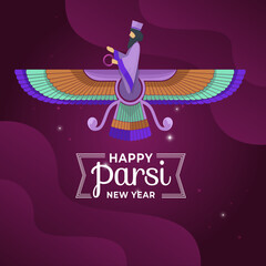 Happy Parsi New Year Vector Illustration. Navroz Mubarak Greeting Card Design.