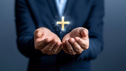 Empowering faith through symbolic gesture business environment professional image creative concept spiritual illustration