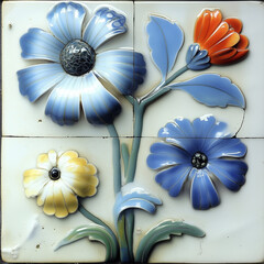 Obraz premium Dutch Polychrome Tile 19th Century