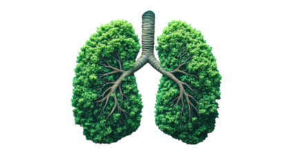  Lungs with Green Plants and Herbs as a Symbol of Nature Creating Oxygen
