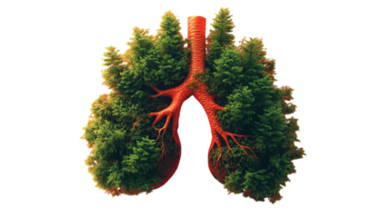  Lungs with Green Plants and Herbs as a Symbol of Nature Creating Oxygen
