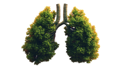  Lungs with Green Plants and Herbs as a Symbol of Nature Creating Oxygen