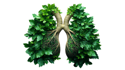  Lungs with Green Plants and Herbs as a Symbol of Nature Creating Oxygen